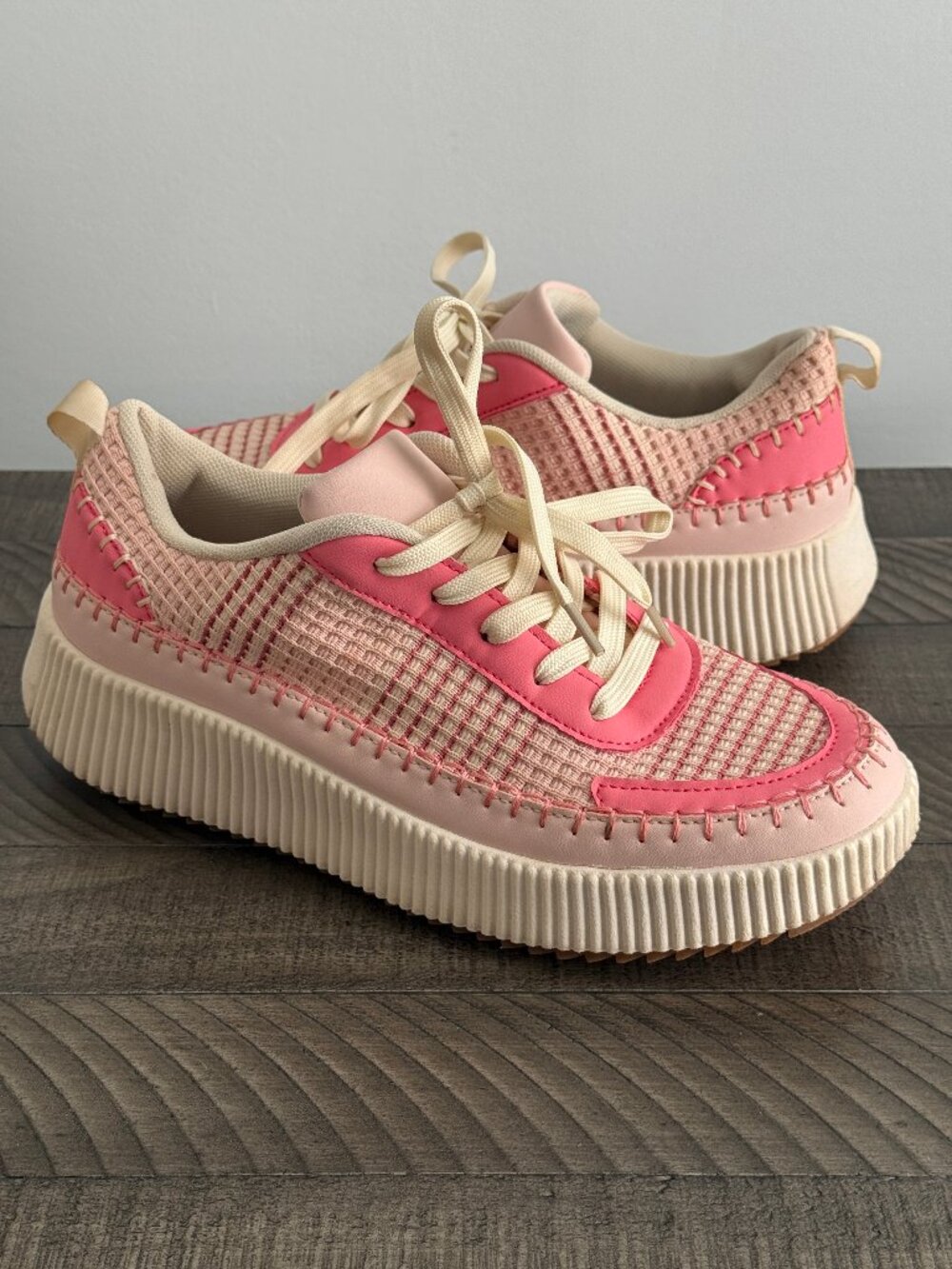 Nicole Miller Brita Platform Pink and Cream Sneakers Women's Size 9.5
